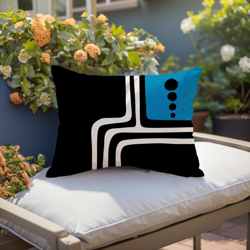 Coussin lombaire réversible intérieur / extérieur Sofi Minimalist, H 18 po x l 25 po, Turquoise