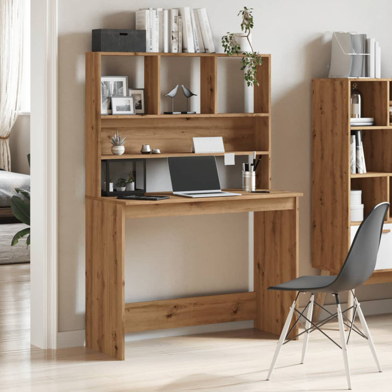 17 Stories Desk With Shelves 102X45x148 Cm Engineered Wood, Artisan Oak