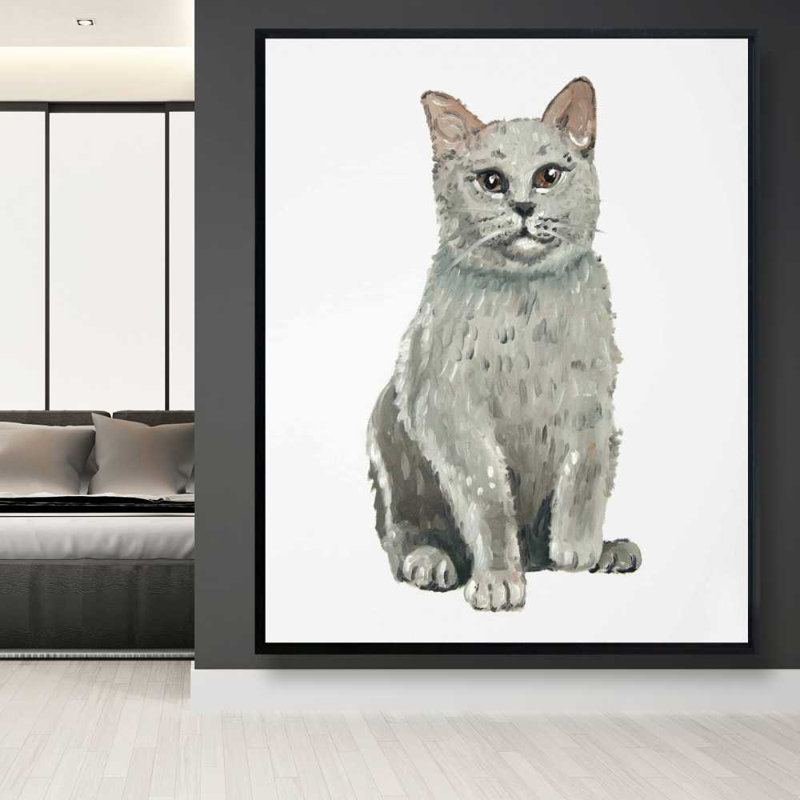 Chat britannique à poils courts - Illustration sur toile féline