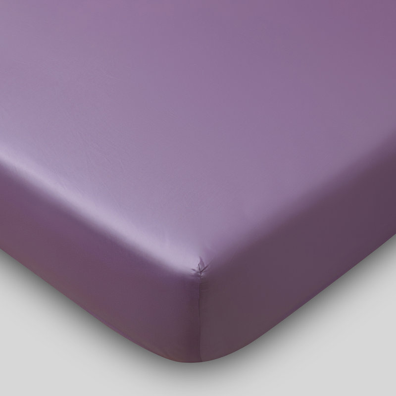 Percale 300 Thread Count Organic 100% Cotton Percale Fitted Sheet, Queen Fitted Sheet, Lilac