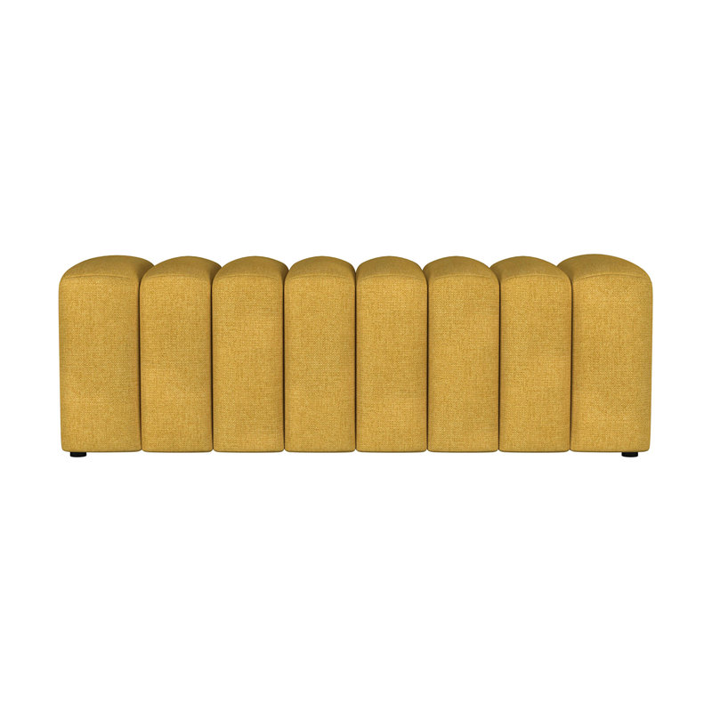 Banc d'appoint rembourré en tissu, Jaune moutarde