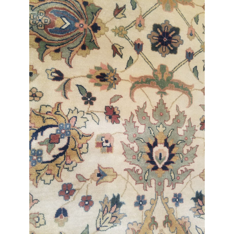 Oriental Hand-Knotted Wool Beige/Salmon Area Rug, Rectangle 12'8" x 18'6"