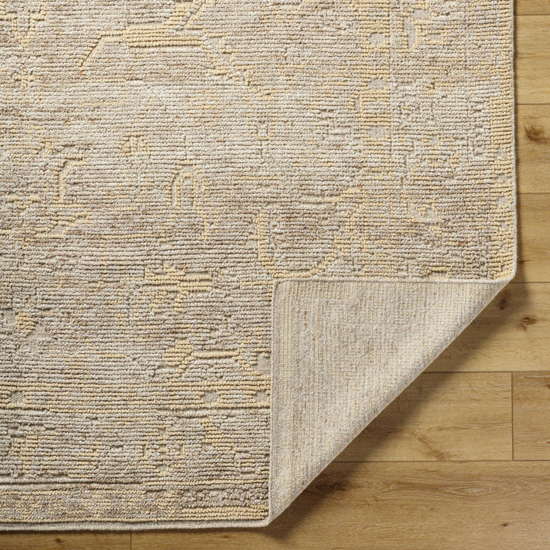 Kimberly Hand Knotted Wool Oriental Area Rug in Beige, Rectangle 9' x 12'