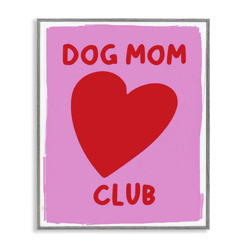  Dog Mom Club Heart Framed Giclee Art by House of Lulu, Estampe numérique Farmhouse, H 20 po x l 16 po