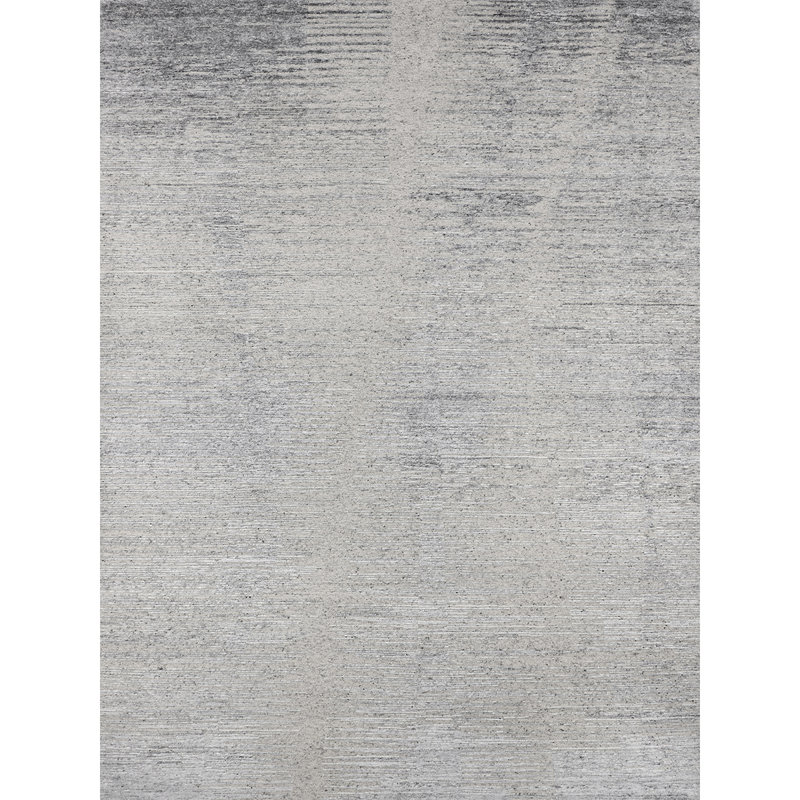 Wool Abstract Area Rug in Gray, Rectangle 10' x 14'