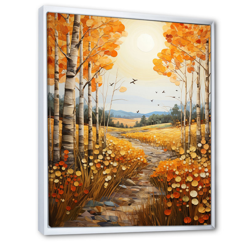 Tapisserie d'automne Cimberly Birch Woods IV, H 40 po x l 30 po x P 1,5 po, Cadre flottant blanc