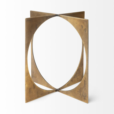 Louie 10" Burnished Gold Metal Circle Square Sculpture