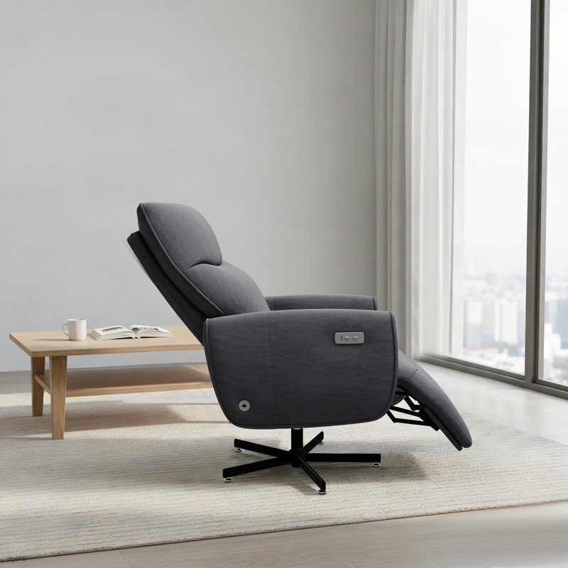 Modern style 360° Swivel Recliner Chair with USB Charging Port, Power Recliner with Adjustable Backrest and Footrest, Accent Chair for Living Room, Bedroom