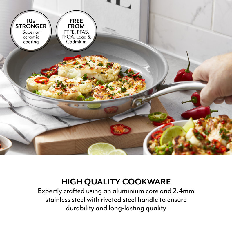 Stainless Steel Non-Stick Frying Pan, 5.5cm H x 26cm W