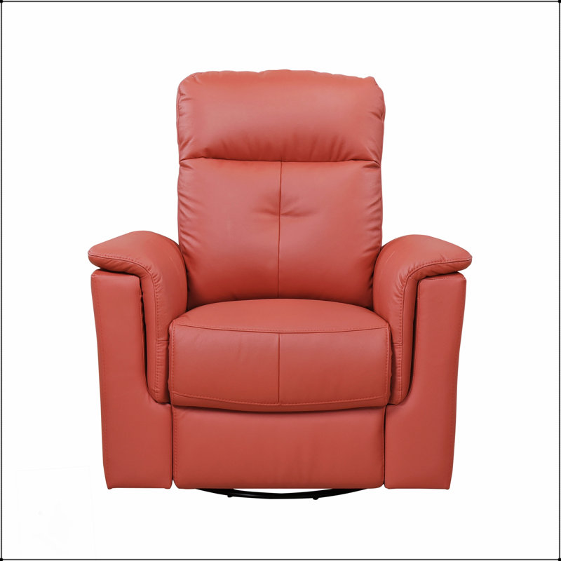 Red Leather Swivel Glider Recliner Chair With Plush Cushions For Ultimate Comfort And Elegance In Living Rooms, Red
