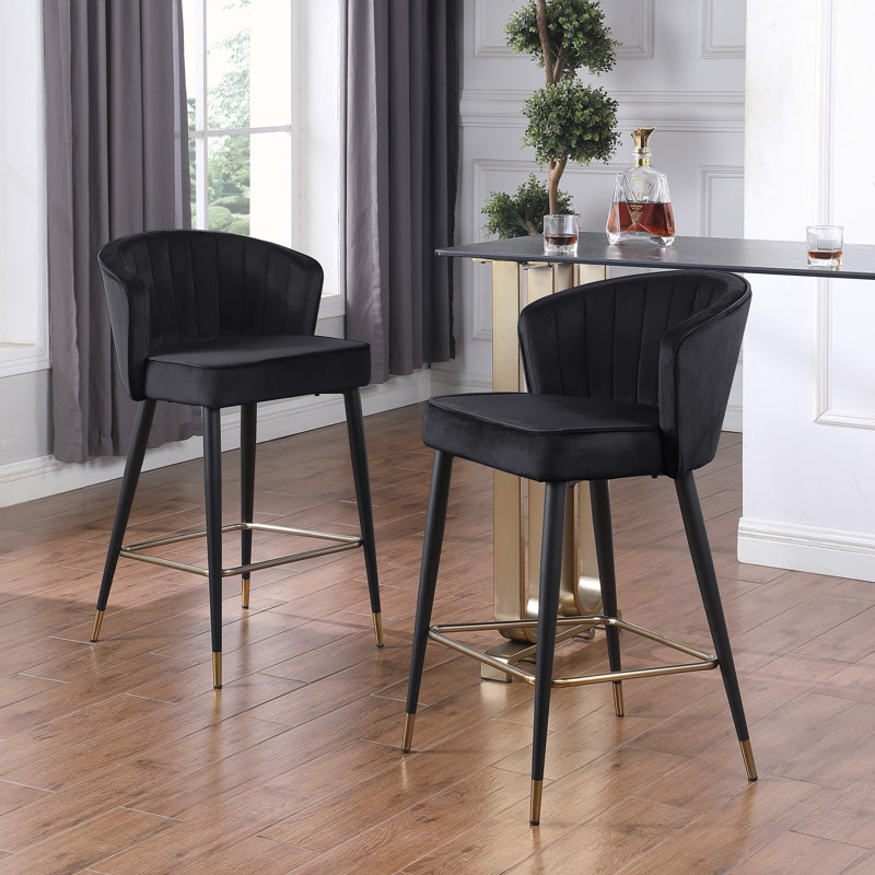 Tabouret de comptoir rembourré 27,2 po Lindsi, Rose clair