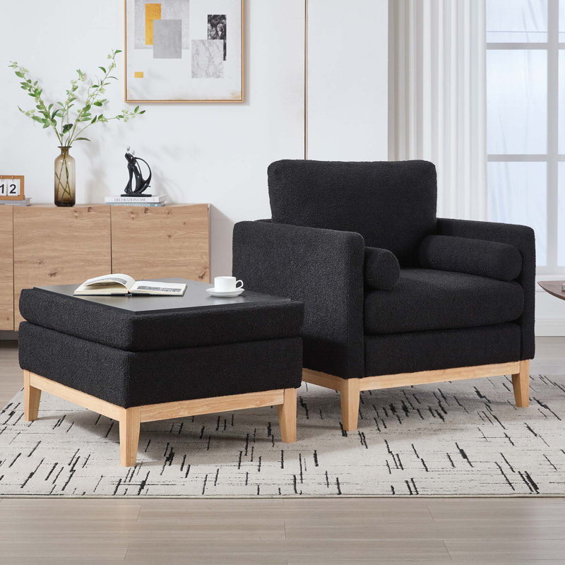 Fauteuil d'appoint rembourré 35,4 po, Brun, Noir