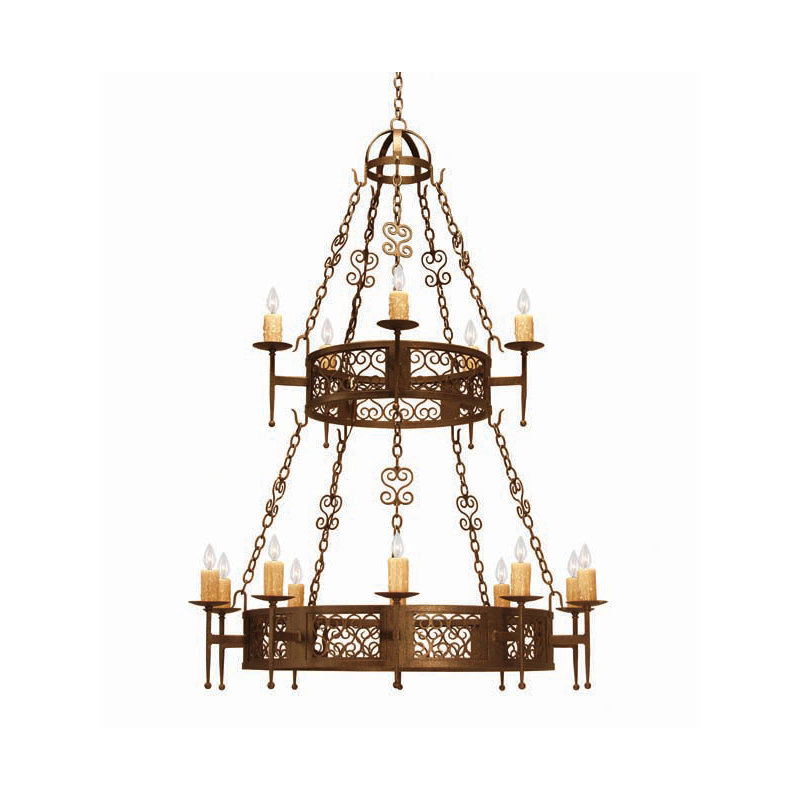 Toscano 15 - Light Chandelier, Gilded Tobacco, No Shade