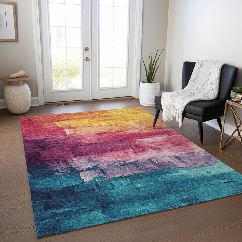 Tapis Merlot intérieur / extérieur lavable à la machine Claudian ACN1477, Rectangle 5 pi x 7 pi 6 po