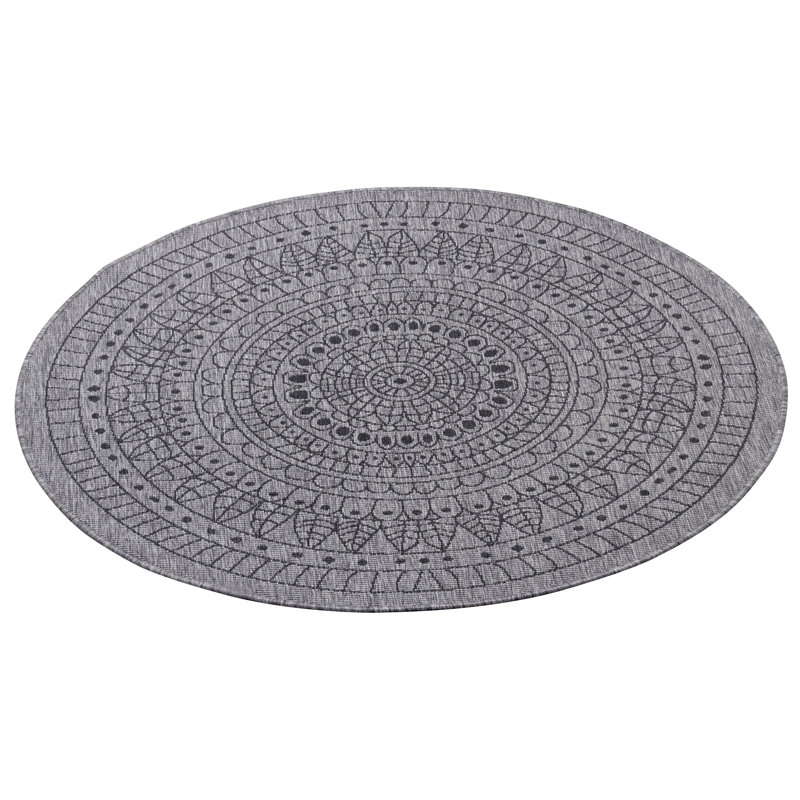 Porto Grey/Cream Reversible Rug, Round 140cm
