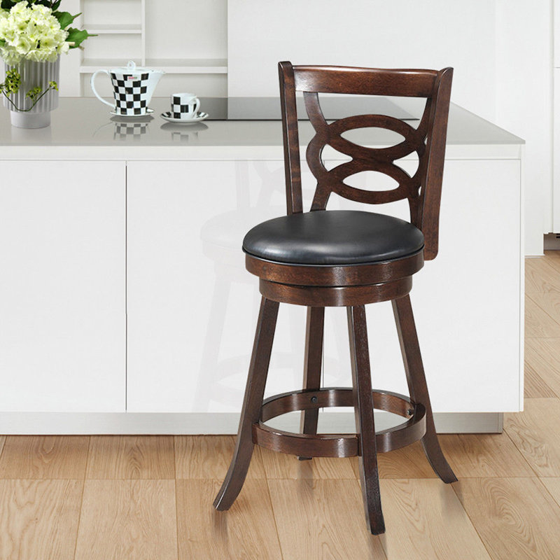 Carnes Swivel Upholstered Counter Stool with Solid Wood Frame, Counter Stool (24" Seat Height)