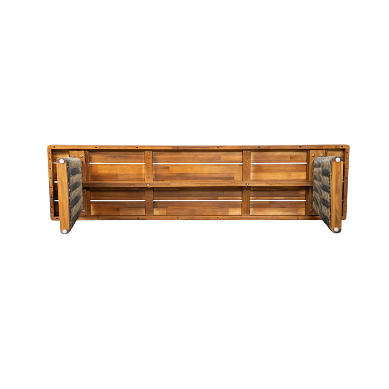 Banc d'extérieur en bois d'acacia (ensemble de 2), finition teck + osier gris