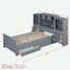 Lit plateforme en bois avec tiroirs et compartiments de rangement-172606669