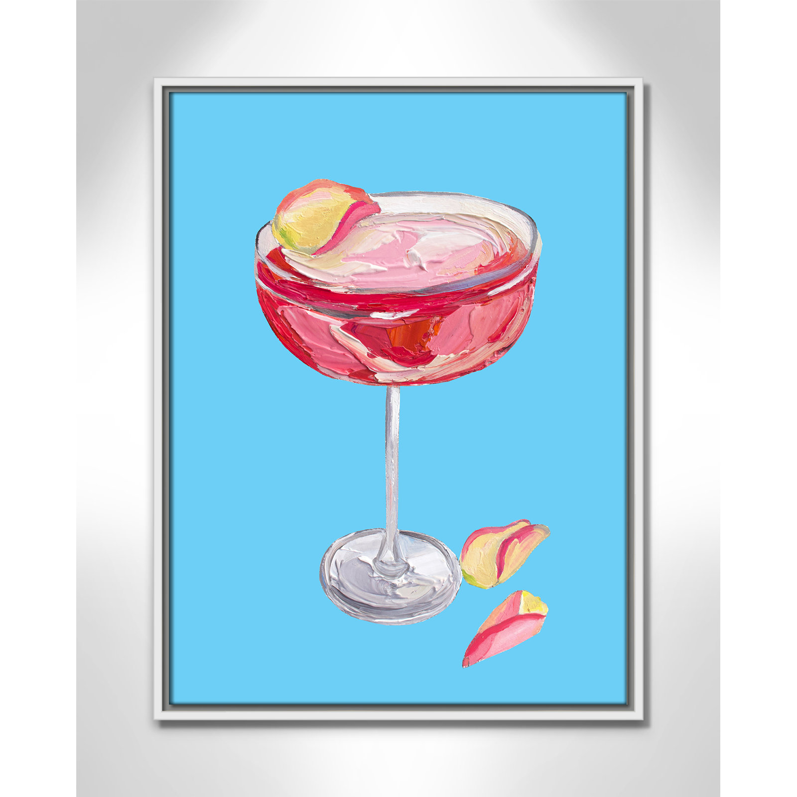 Sparkling Rose Gin Cocktail Print by Straker, 25.5" H x 19.5" W, White Floater