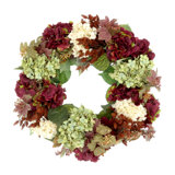 26" Hydrangea Fall Wreath with Bunny Tail's and Ivy