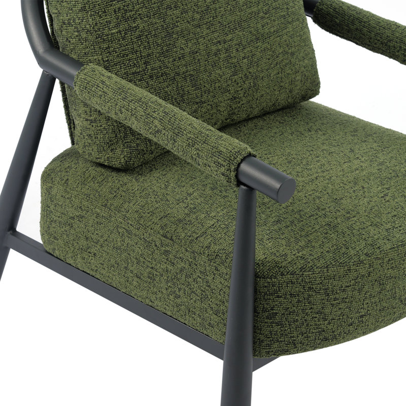 Boucle Accent Lounge Chair Plush Modern Armchair, Green