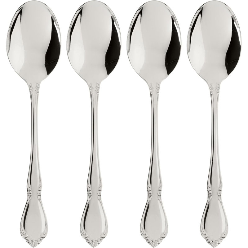 Service de cuillère pour 4 personnes Oneida Chateau Fine, lavable au lave-vaisselle, argent
