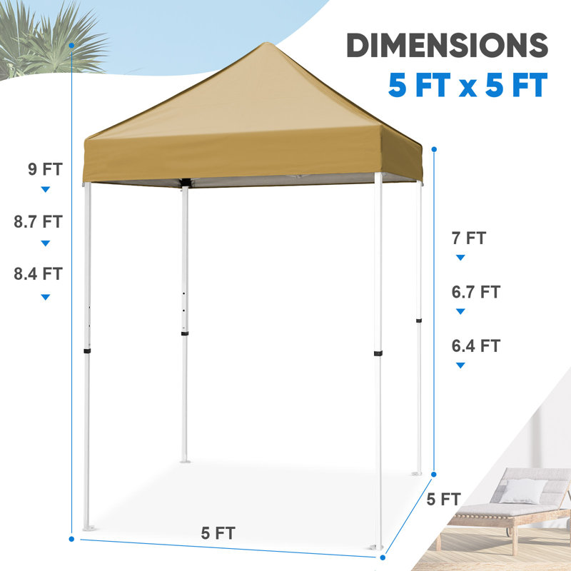 Yellow 5x5 Portable Adjustable Height Canopy Tent with White Frame