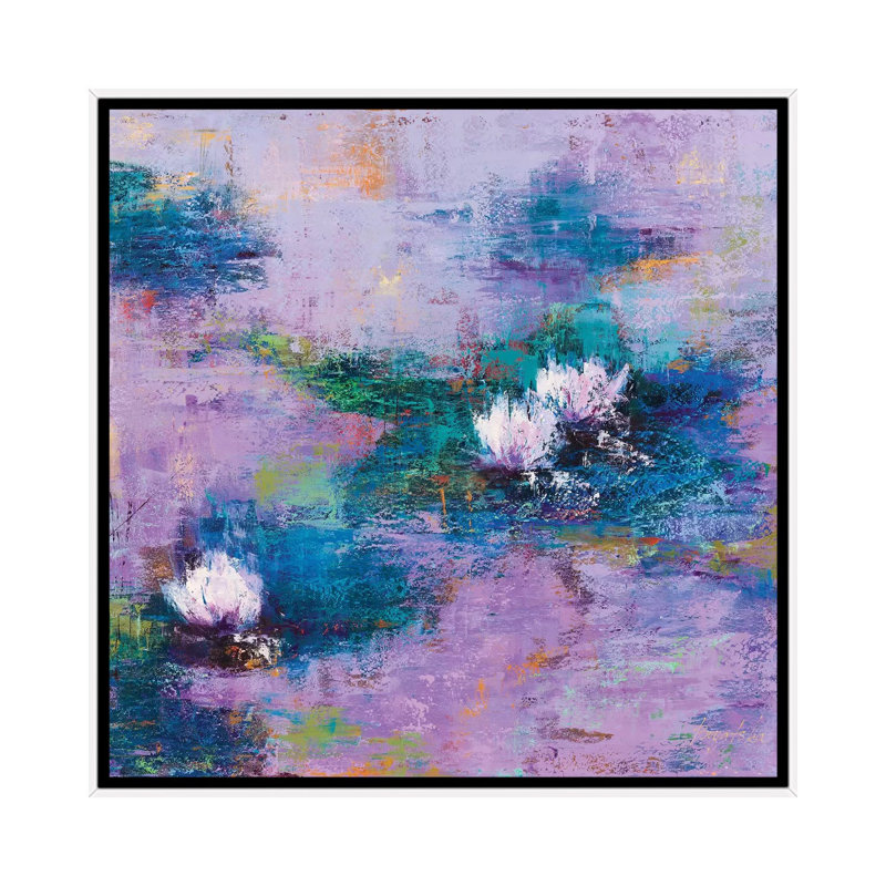 « Purple pond » par Olena-impression de peinture, Toile blanche encadrée, Pas de tapis, H 26 po x l 26 po x P 1,5 po