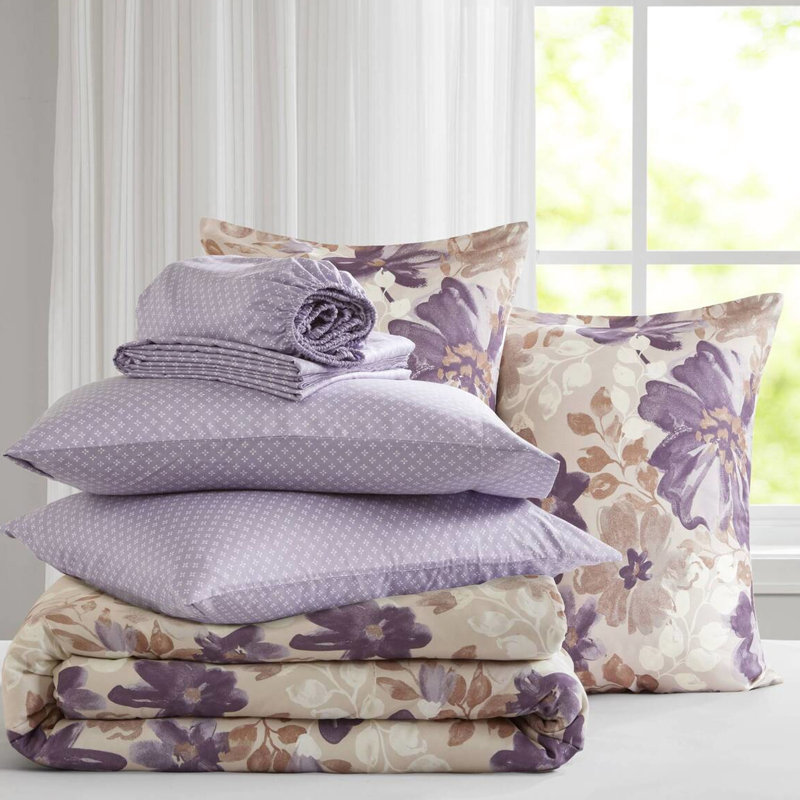 Édredon et drap taupe très grand taupe - imprimé floral, tissu de gestion, collection Luxury