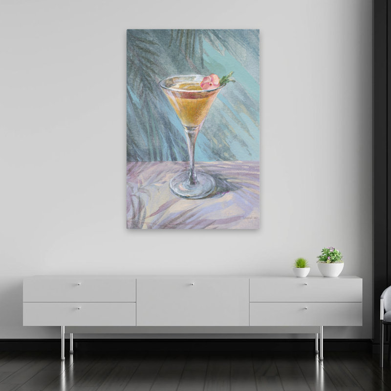 «Happy Hour I Art» bleu et botanique, H 60 po x l 40 po