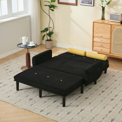 Fauteuil inclinable en velours noir avec causeuse
