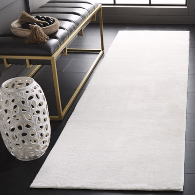 Tapis ivoire en polyester tissé à la machine Ayane