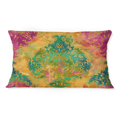 Coussin lombaire Boho III vert et jaune