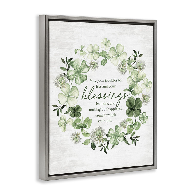 Couronne de proverbe irlandais, H 21 po x l 17 po, Cadre flottant gris lustré