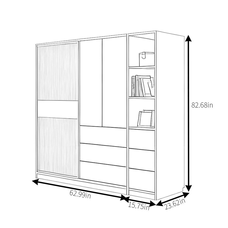 Garde-robe moderne et simple, H 82,68 po x l 78,74 po x P 23,62 po