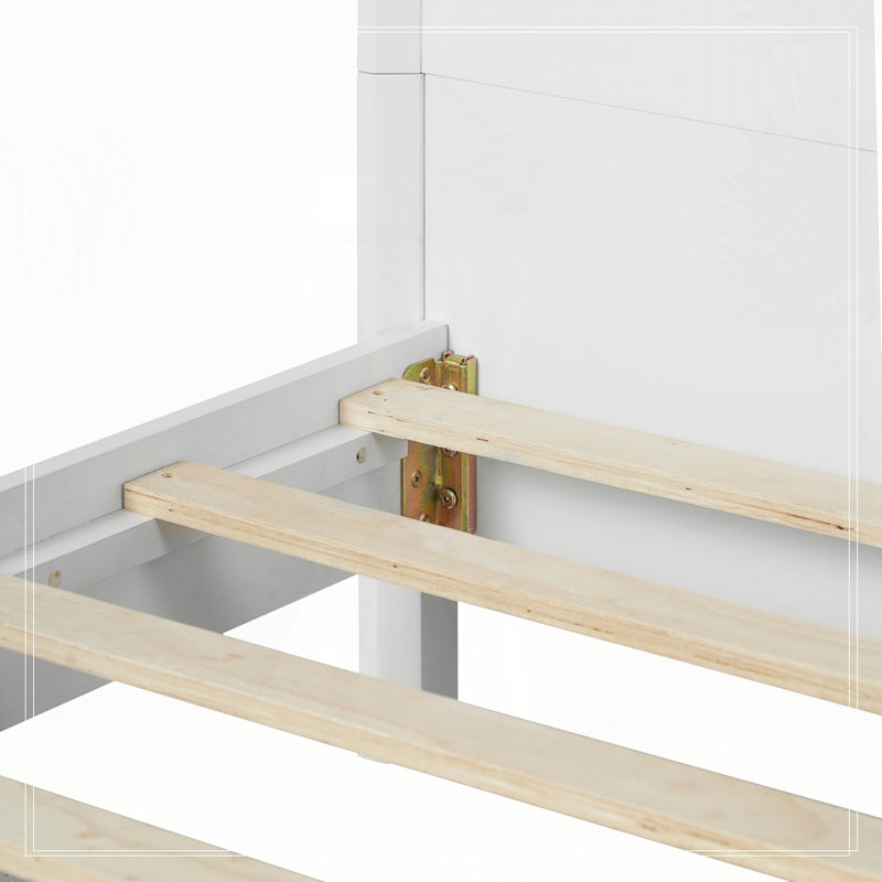 Wood Platform Bed, White, King