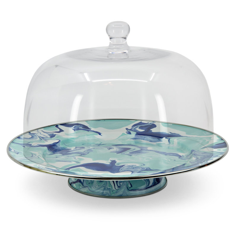 Golden Rabbit Enamelware Lagoon Cake Plate