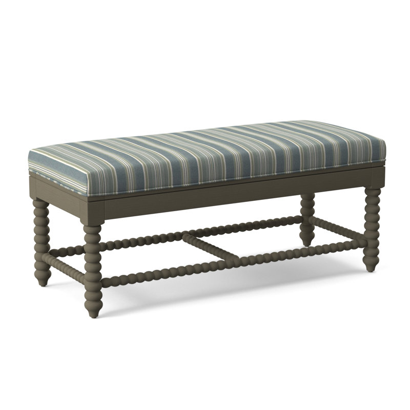 Louisa Bench, Green and Blue Stripe; 0252-54, Aged Barrel