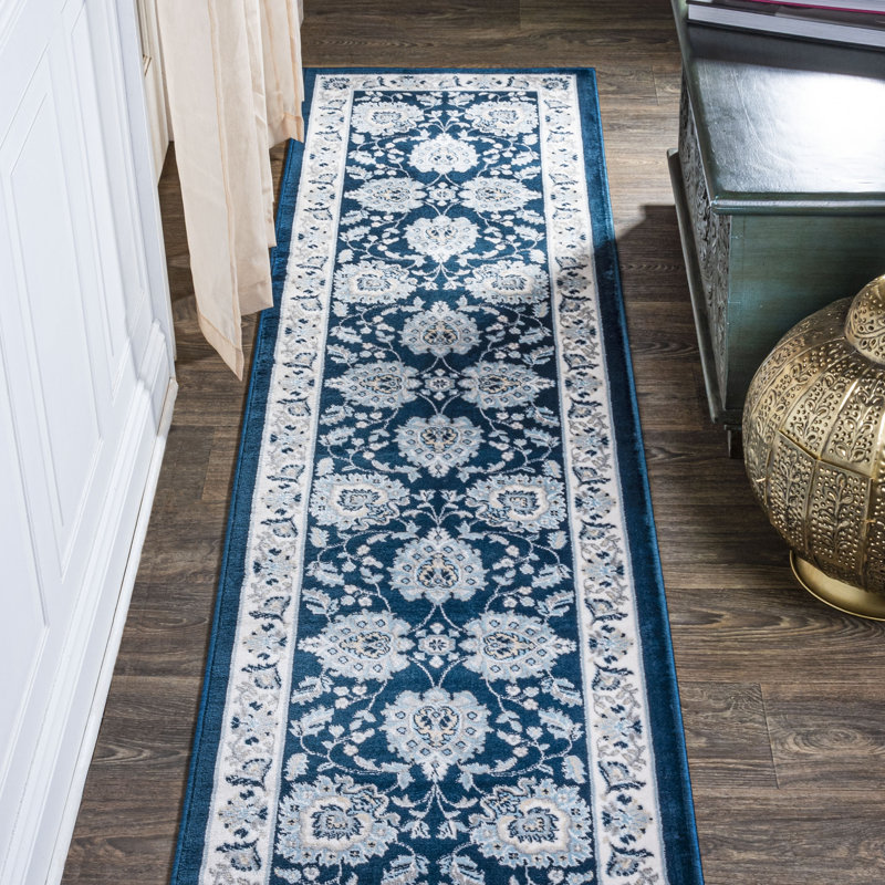 Yeghivart French Cottage Navy/Ivory Rug, Runner 2' x 10'