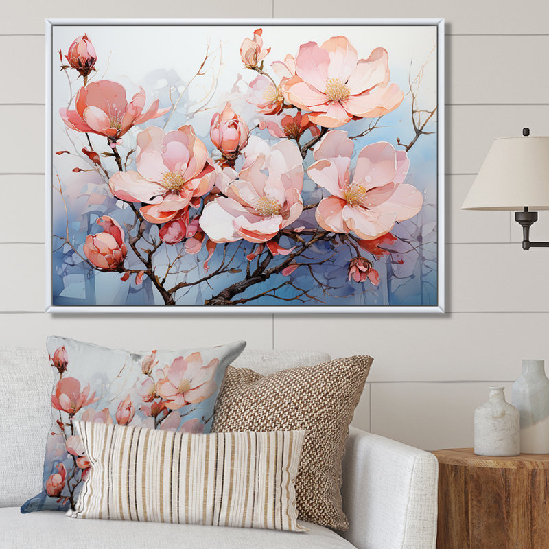 Luxuri Magnolia Tranquility sur impression sur toile, H 30 po x l 40 po x P 1,5 po, Cadre flottant blanc