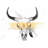 Cow Skull With Feather Print On Canvas