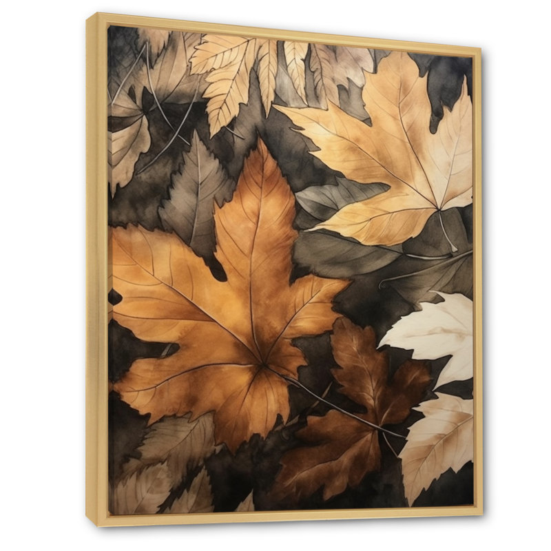 Brun brun et feuilles d'harmonie IV, H 20 po x l 12 po x P 1 po, Cadre naturel flottant