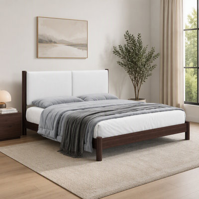 Wooden Platform Bed with Headboard