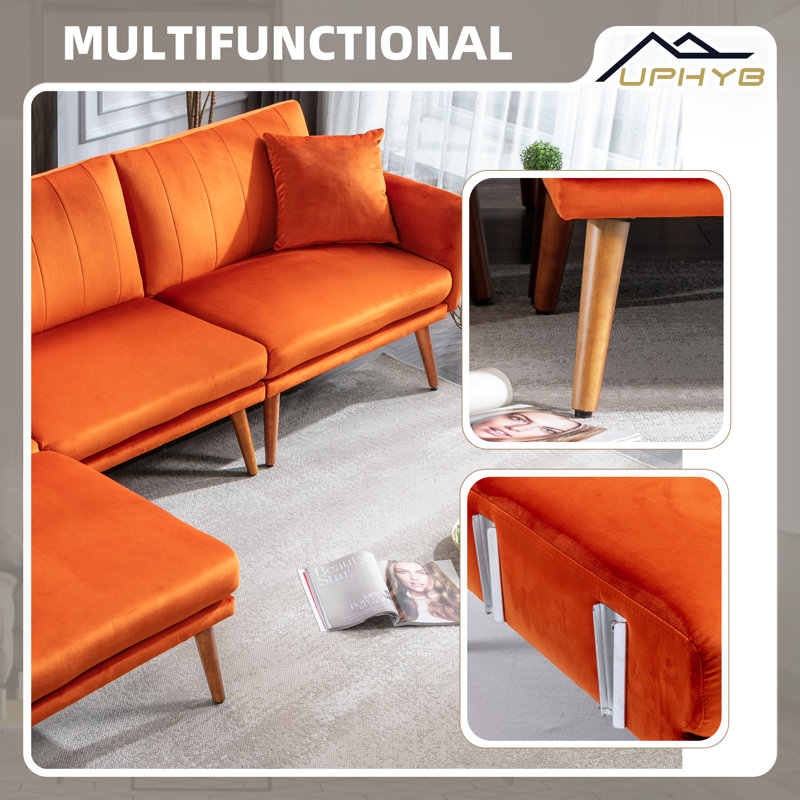 Canapé modulaire en velours Windale, Velours orange