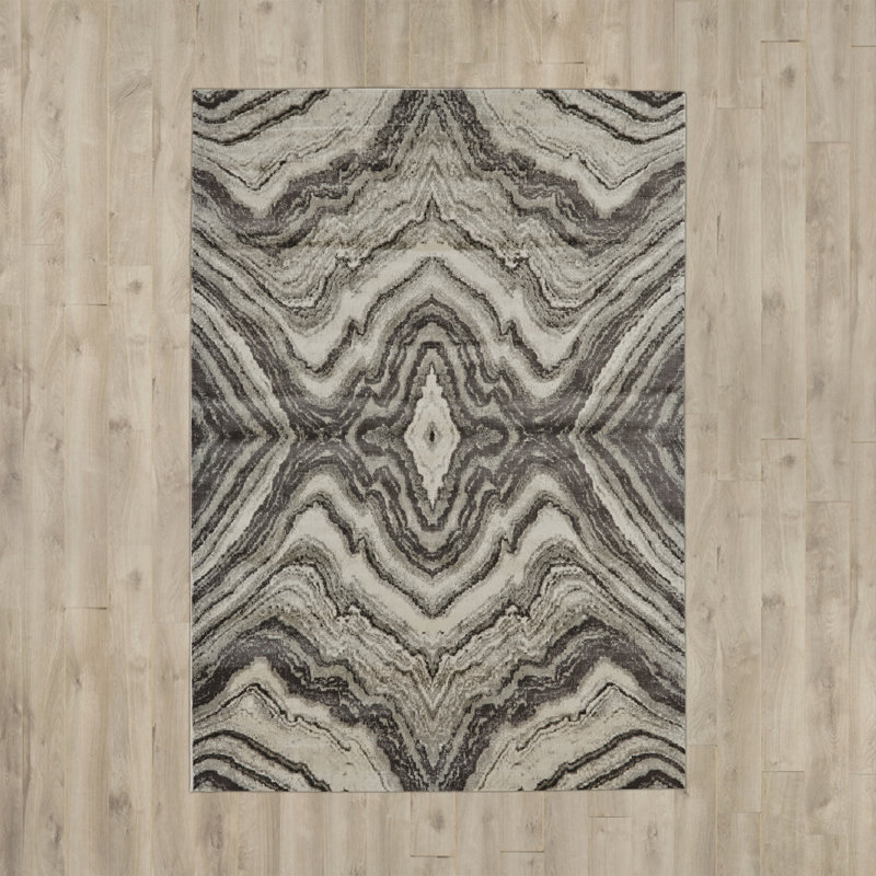 Tapis abstrait en coton et bouleau Hoffmann, Rectangle 6 pi 7 po x 9 pi 6 po
