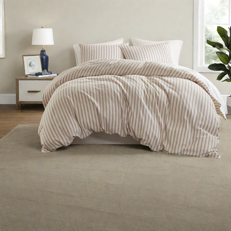 All-season Linen Bedding Sets, Premium King Size Comfort, Striped Design