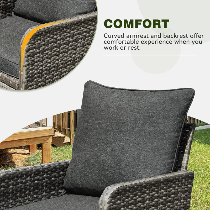 Ensemble de conversation pour canapé modulaire en osier 5 pièces 5 pièces avec table et repose-pieds pour le jardin, la piscine, la cour