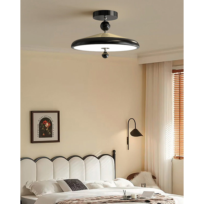 Plafonnier DEL en fer rétro French French, H 11,42 po x l 19,69 po x P 19,69 po, Naturel