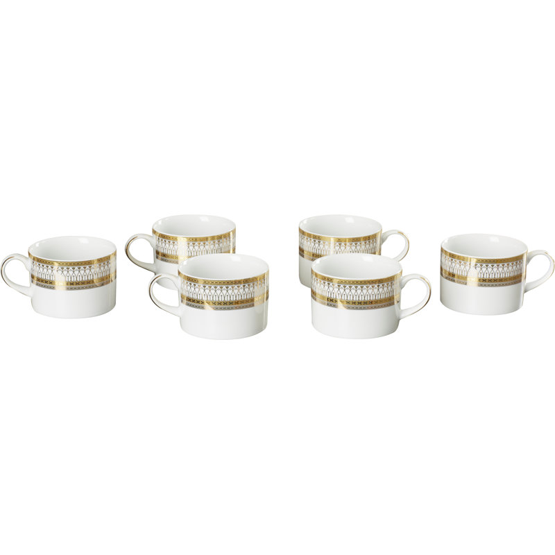 Tasse et soucoupe Bridgette, Blanc / doré