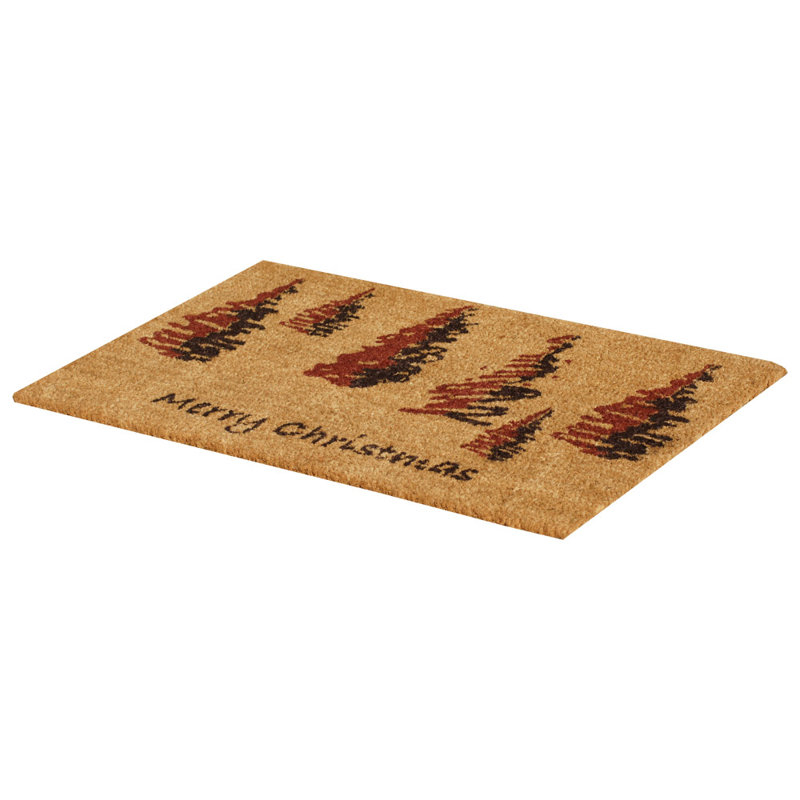Merry Christmas Coir Fiber Outdoor Doormat with PVC Backing